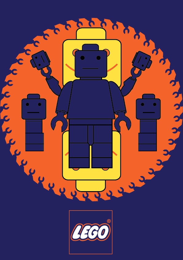 Une affiche Lego reprenant les codes du psychédélisme